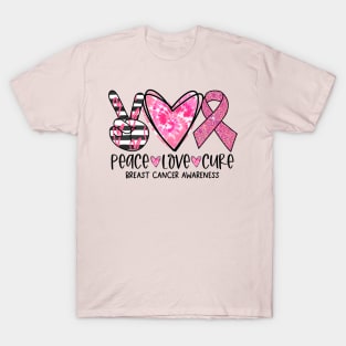 Peace Love Cure Breast Cancer Awareness shirt Pink Ribbon T-Shirt